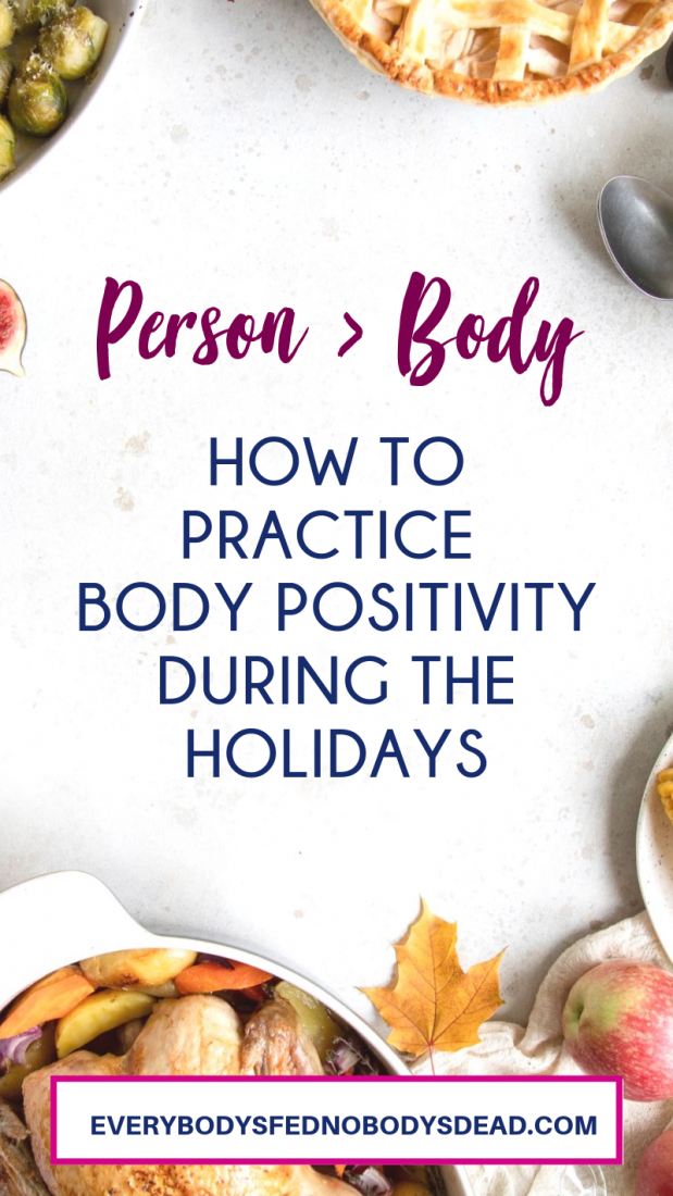 How to practice body positivity during the holidays. Body positivity during the holidays is crucial, but why? And how do you practice it? Let's talk about how to be body positive this holiday season. Don't allow food to derail your mental health this Thanksgiving, and don't let Halloween candy give you anxiety. Love your body, treat others with love, and show the next generation how to be #bodypositive. 