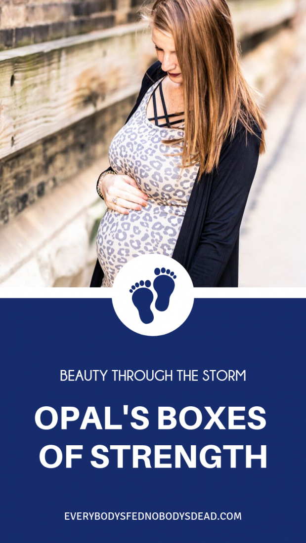 Beauty Through the Storm - Opal's Boxes of Strength: In honor of Pregnancy and Infant Loss Awareness Month, this post is dedicated to anyone who has struggled with infertility, suffered a miscarriage, or lost a child. Opal's story of multiple losses and her rainbow baby will touch and inspire you. Learn about her miscarriage gift box, gifts for moms who've lost a baby. These gifts will help you remember your angel baby. #miscarriage #pregnancyloss #miscarriagegift #rainbowbaby #angelbabygift
